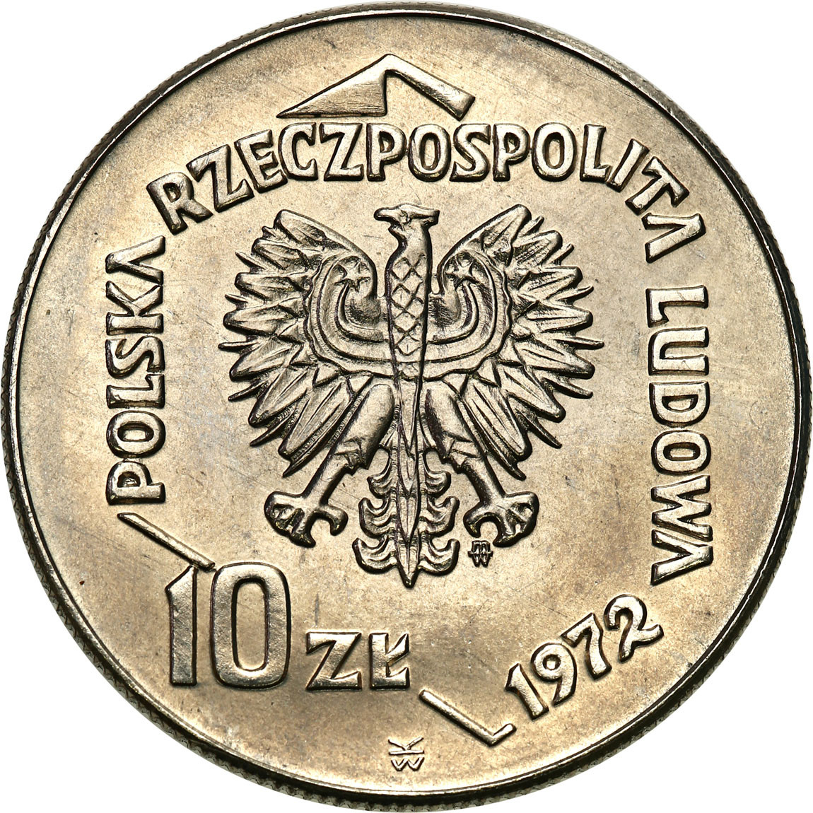 PRL. PRÓBA Nikiel 10 złotych 1972 - 50 lat portu w Gdyni
